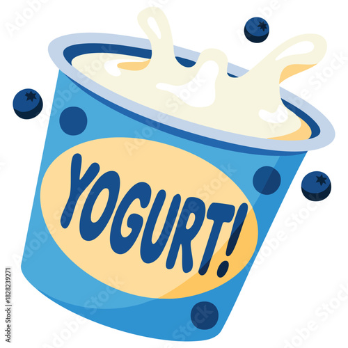 Cartoon yogurt freehand drawing healthy snack isolated vector illustration on white
