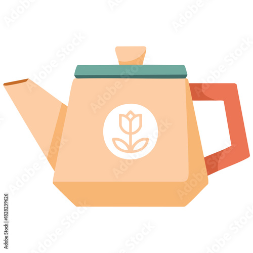 Teapot cartoon style cozy home theme isolated vector illustration on white background
