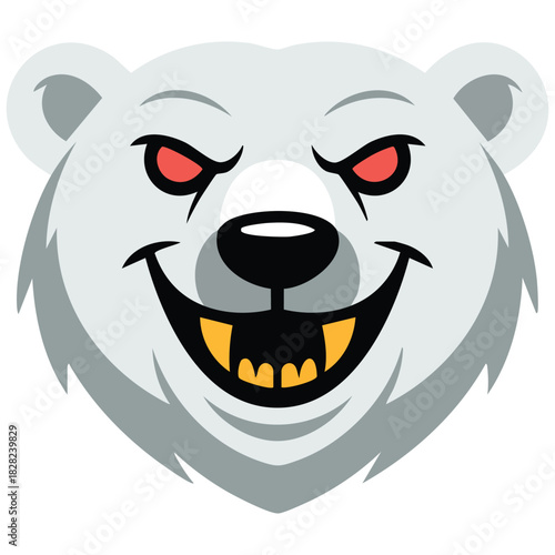 Grinning polar bear head cartoon character arctic animal isolated vector illustration on white background