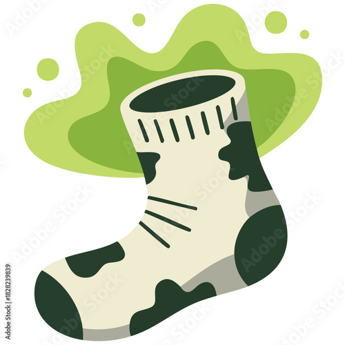 Soiled footwear with bad stench cleaning requirement washing day isolated vector illustration on white background