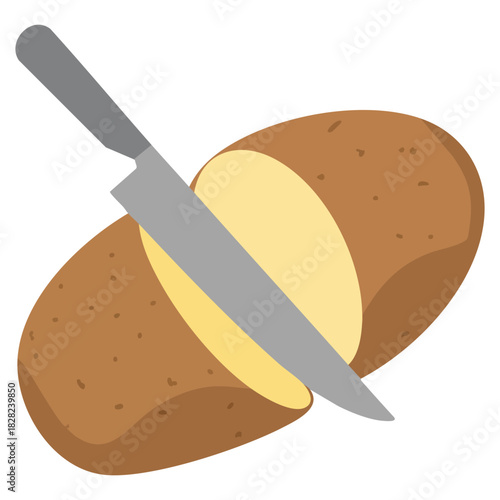 Chopped brown potatoes prepared for cooking food preparation isolated vector illustration on white background