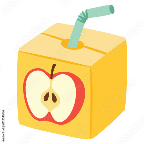 Child friendly juice drink package with straw isolated vector illustration on white background