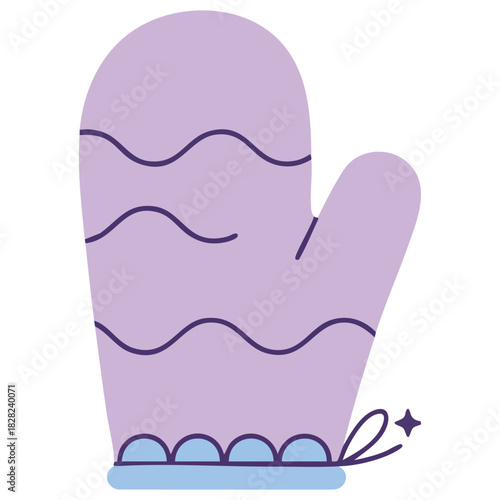 Kitchen baking glove oven mitt protection isolated vector illustration on white background