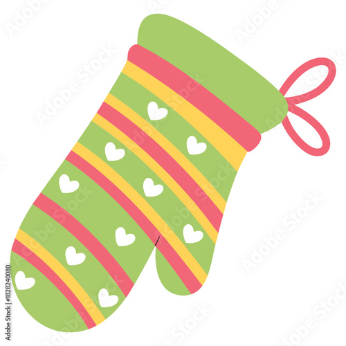 Heat resistant baking mitt kitchen tool isolated vector illustration on white background