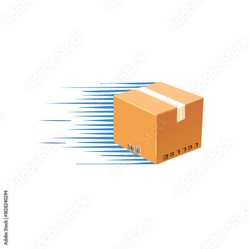Express Delivery Package Speeding with Motion Blur