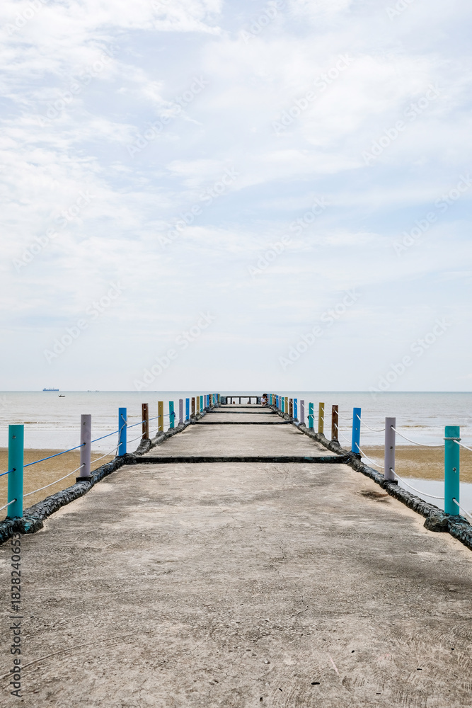 Fototapeta premium Old pier on Tanjung Lapin Beach, Rupat Island