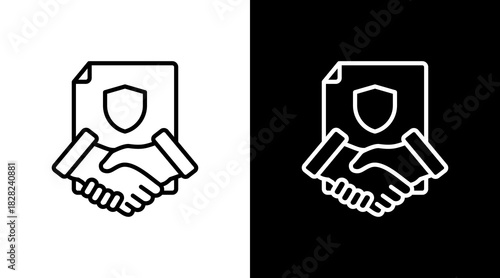 Handshake White Icon Set Design