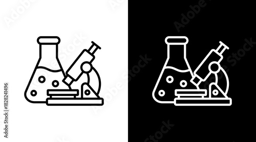 Laboratory Testing White Icon Set Design