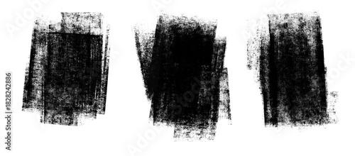 Set of grunge rolled ink stamp textures handmade with brayer. Letterpress vintage rough irregular rectangle vertical backgrounds Linocut relief printing shapes illustration transparent backdrop