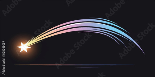 Smooth shooting star illustration featuring a clean curved trail and soft gradient colors