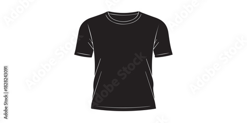 Simple black T-shirt mockup with clean smooth edges and a modern flat style