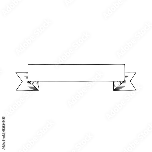 A Hand-Drawn Style Banner with Geometric Folds on the Ends, Perfect for Titles and Decorative Elements