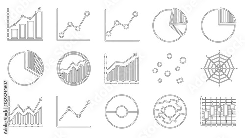 A versatile collection of thin line icons representing Chart