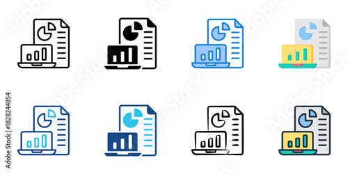 Reporting icon set multiple style vector collection 
