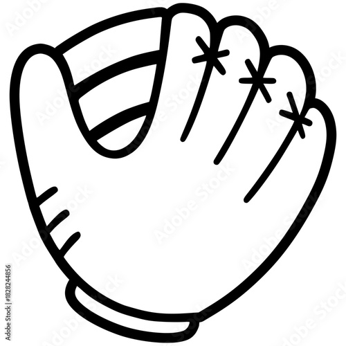 A baseball glove in the style of a Vintage vector graphic, made in affinity Designer.