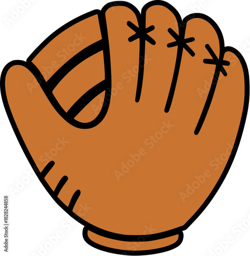 A baseball glove in the style of a Vintage vector graphic, made in affinity Designer.