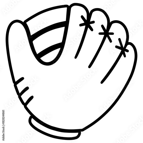 A baseball glove in the style of a Vintage vector graphic, made in affinity Designer.