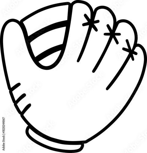 A baseball glove in the style of a Vintage vector graphic, made in affinity Designer.