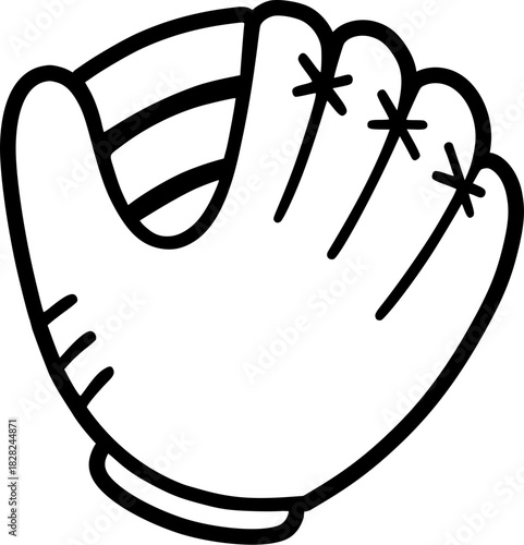 A baseball glove in the style of a Vintage vector graphic, made in affinity Designer.