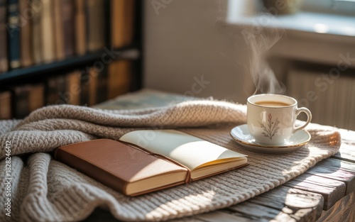 A diverse group of cheerful people are working on laptops and chatting in a bright modern office setting