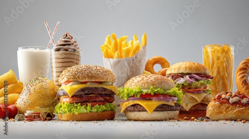A mouthwatering array of fast food delicacies for cravings satisfaction feast