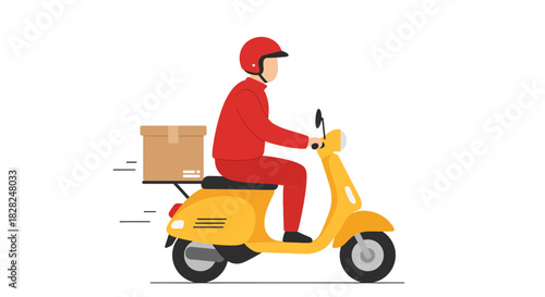 Speedy delivery on a vibrant yellow scooter, fast shipping with a modern courier service, ideal for logistics, e-commerce, and transportation solutions
