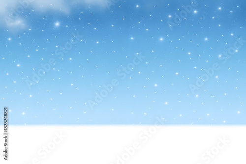 A view of a blue sky filled with numerous stars above a black ground plane on transparent background