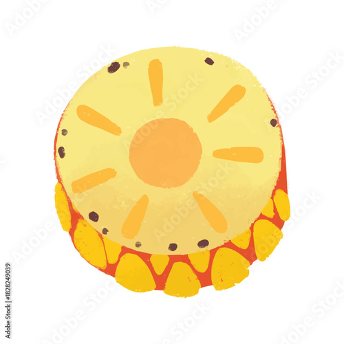 Cute pineapple fruit crayon illustration symbol icon sticker
