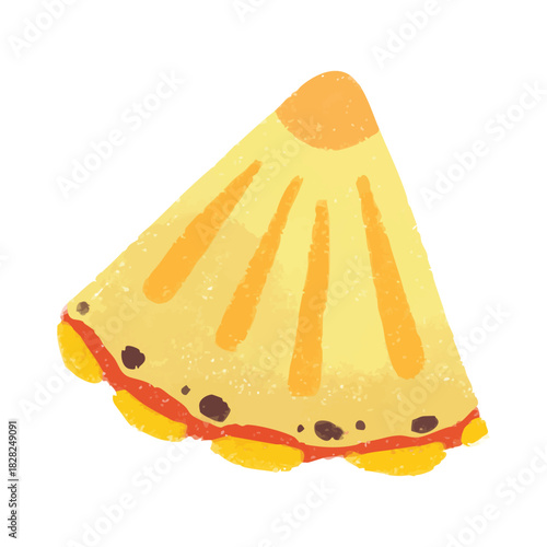 Cute pineapple fruit crayon illustration symbol icon sticker