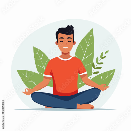 Meditating Man in a Relaxed Seated Pose.