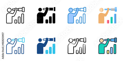 Monitoring icon set multiple style vector collection
