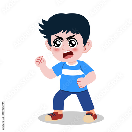 Boy Gesturing with Hand Up