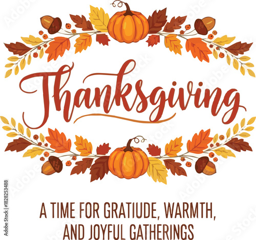 Thanksgiving day banner background. Celebration quotation for card.vector illustration with white background
