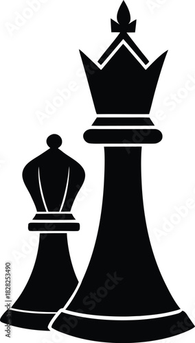Classic chess king and queen silhouette design