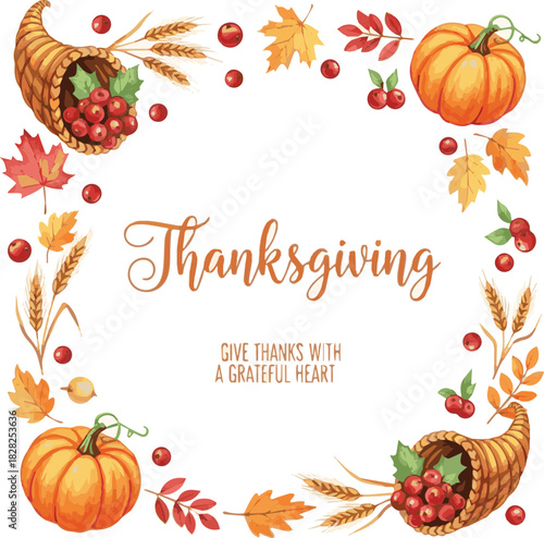 Thanksgiving day banner background. Celebration quotation for card.vector illustration with white background