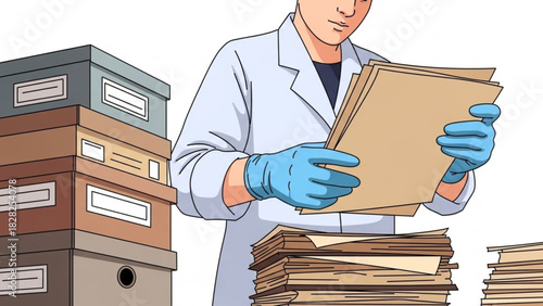 Historical Document Conservation in Museum Storage – Professional Vector Design