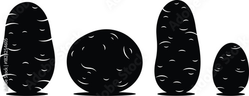 potato silhouette, vegetable shape, organic texture, black potato, abstract food, farming icon, root crop, culinary design, agriculture art, tuber illustration