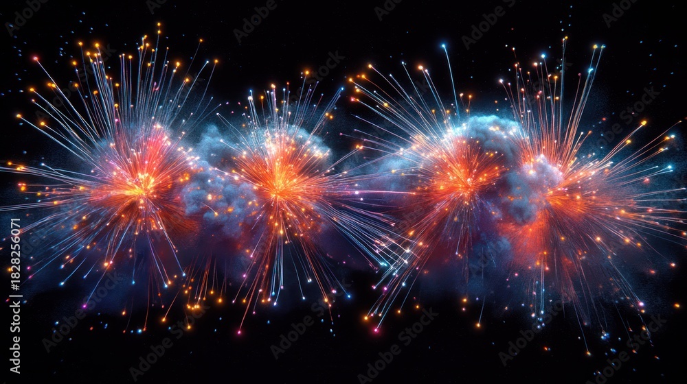 Fototapeta premium Cosmic explosion, nebulae, energy bursts, dark space, digital art, science fiction background