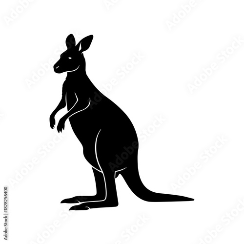 Stylized Australian kangaroo silhouette illustration, standing marsupial