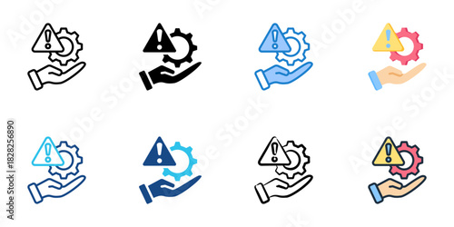 Risk Management icon set multiple style vector collection 
