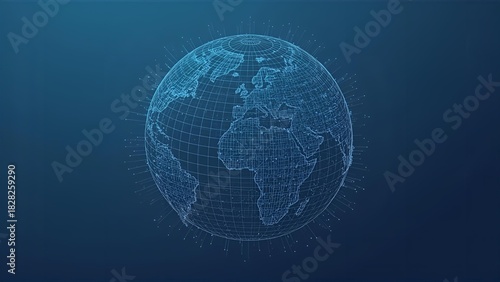 world map and globe with technology effect
