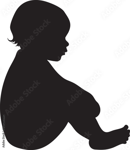 Silhouette d'un bébé assis