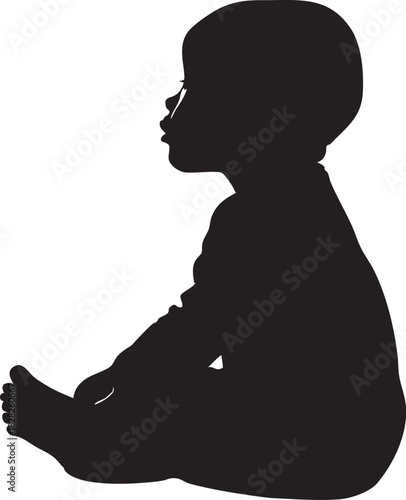 Silhouette d'un bébé Africain assis en tailleur