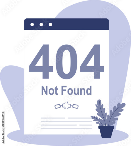 404 Not Found Error Page in Browser Window Broken Link Concept