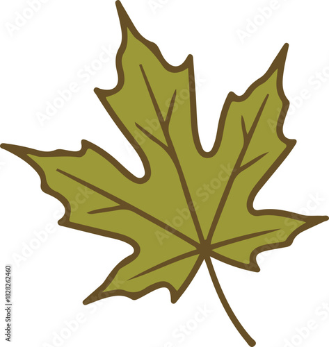 Stylized Green Maple Leaf Icon Illustration