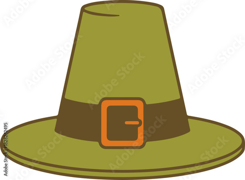 Thanksgiving Pilgrim Hat Cartoon Illustration