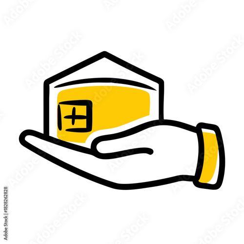 hand holding ware house