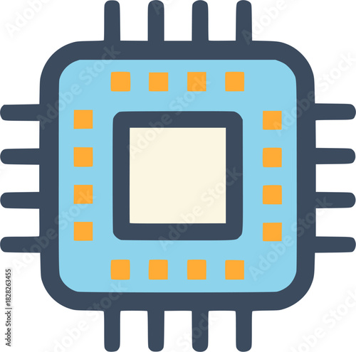 microprocessor integrated circuits transistor technology flat color vector illustration template design