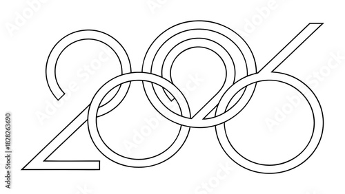 Abstract line art featuring interconnected circles and angular lines in a minimalist design style