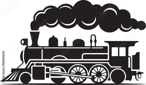 Train icon, Train with smoke symbol icon, old locomotive silhouette, sign vector illustration